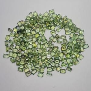 Pierre précieuse en forme d'octogone de saphir vert naturel pour la fabrication de bijoux Pierre de naissance de septembre en vrac de pierre précieuse de Lan Bao Shi - Product Image 3