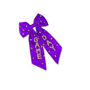 Moda día del juego hecho a mano bordado con cuentas lazos para el cabello a granel diseño personalizado cuentas bordado lazos para el cabello al por mayor lazos con cuentas - Product Image 3