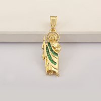 Pendentif Saint Jude Thadée plaqué or en gros QIKU, breloques religieuses chrétiennes à thème apôtre vintage pour la fabrication de bijoux