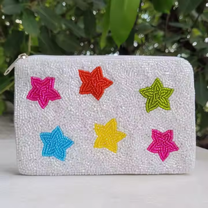 Porte-monnaie perlé avec étoile Porte-monnaie fait à la main en perles de rocaille brodées avec couleur personnalisée et design d'étoile par MD HANDICRAFTS - Product Image 3
