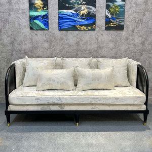 Sofá de Estilo Asiático con Estructura de Madera INDOCHI 200x72x79cm, Tapizado con Tela Estampada SFB68075 - Product Image 5