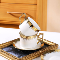 Juego de Tazas y Platos de Café de Porcelana Cerámica Estilo Occidental Clásico de Lujo, Ecológico, con Logotipo y Color Personalizados, Bajo MOQ
