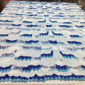 100% Silk Net <b>Fabric</b> with 3D Hand <b>Beaded</b> Embroidered Luxury Lace Knitted Plain Style for Wedding Bedding and Garments - Product Image 1