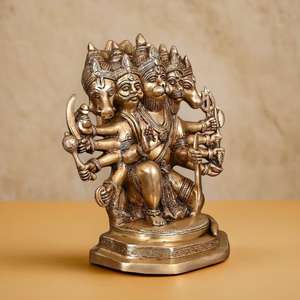 Statue de seigneur Hanuman en laiton pour les fêtes de mariage et de Diwali - Product Image 2