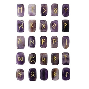 ชุดอักษรรูนคริสตัลอเมทิสต์หินพลังงานจากนิกายวิคคาธรรมชาติสำหรับการทำนายและการนั่งสมาธิแบบปรีชาเรกิในการป้องกันอักษรรูนไวกิ้ง - Product Image 2