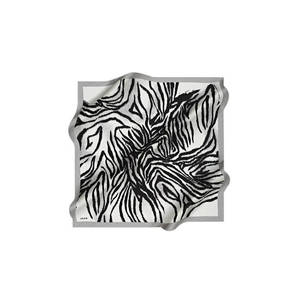 Luxury Designer Satin Silk Scarf with Zebra Pattern in Black and White - Product Image 1