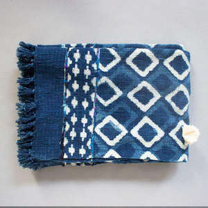 ผ้าห่มผ้าฝ้ายสีครามทำด้วยมือขนาด44x78 ''สำหรับตกแต่งเครื่องนอน - Product Image 3