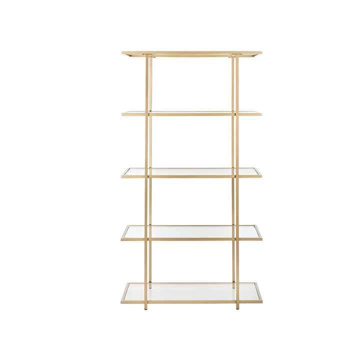 Golden Colored Metal Frame & Glass Shelves Best Home & Showroom Display Racks Commercial Rack Free Standing Industrial Rack