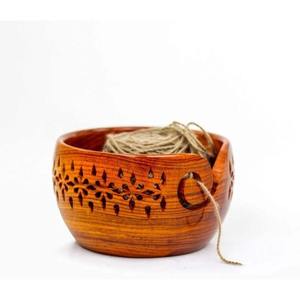 Cuenco de hilo extragrande con tapa para tejer ganchillo, de madera de acacia, duradero, extra fuerte, disponible a bajo precio - Product Image 1