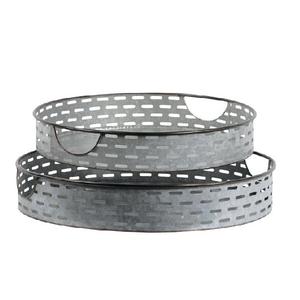 Plateau de décoration en métal au design moderne pour la maison et les hôtels Plateau de rangement fait à la main recouvert d'argent Forme ronde pour café et ferme Plateau décoratif - Product Image 3