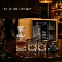 Ensemble de carafe à whisky en cristal SHUNSTONE 26oz avec boîte en bambou, pierres à whisky et verrerie – Cadeau idéal pour hommes, vente au détail et articles de fêtes