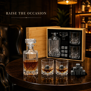 SHUNSTONE <strong>Crystal</strong> 26oz <strong>Whiskey</strong> <strong>Decanter</strong> Set Bamboo Box Chilling Stones Glassware Gift for Men Retail and Holiday Supply - Product Image 3
