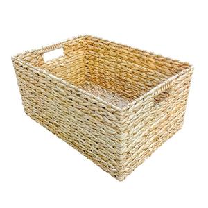 Rectangular Seagrass Rattan <b>Storage</b> <b>Baskets</b> with Lid Water Hyacinth Style for Bathroom Packaged in Cartons - Product Image 1