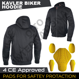 Sudadera Protectora para Motociclistas con Armadura CE, Chaqueta de Motociclismo Forrada con Aramida, Sudadera Reforzada con Kevlar para Hombre - Product Image 2