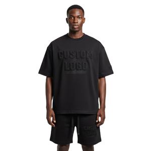 Nuevos conjuntos de camisetas personalizadas con logotipo, lavado ácido, bordado, conjunto de pantalones cortos de algodón para hombre, conjunto de camiseta y pantalones cortos deportivos para hombre - Product Image 1