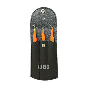 Ensemble de 3 pinces à épiler à pointe fine en acier à haute teneur en carbone avec étui pour extensions de cils 3D/6D - Product Image 1