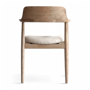 Fauteuil en bois massif naturel Sungkai Chaises de salle à manger à grain léger Coussin amovible Élégance en bois courbé Entrepôt de bureau à domicile - Product Image 6