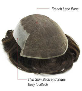 Men's Q6 Straight Style 12A Grade Remy Human Hair <b>Wig</b> Transparent for Lace PU Hair Patch Prosthesis Toupees Replacement Units - Product Image 3