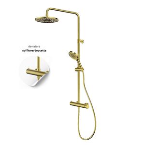 Juego de baño con acabado dorado pulido Athens, columna de ducha con estructura de latón telescópica con termostato equipado con accesorios - Product Image 6