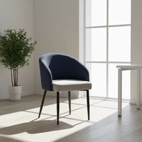 Fauteuil de salle à manger de luxe nordique bicolore, rembourré texturé, dossier tonneau, avec structure métallique, pour villa et appartement