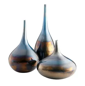 Set di 3 vasi di fiori in metallo per la decorazione della casa di Design classico produttore di vasi di fiori in metallo in alluminio con Design fatto a mano personalizzato
