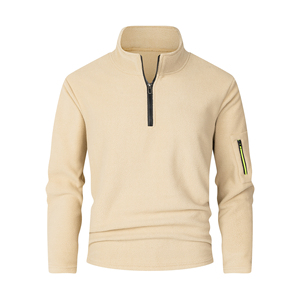 Hiver 2026 Pull à capuche chaud brodé en polaire 100% Coton Couleur unie Col montant Coupe oversize Unisexe - Product Image 1