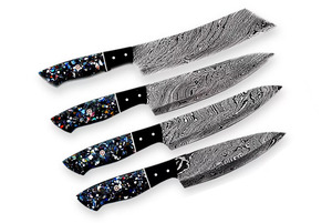 ชุดมีดทำครัวเหล็กดามัสกัส/มีดเชฟสั่งขั้นต่ำ NO45ใบมีดเหล็กกล้าคาร์บอน5ชิ้นพร้อมกระเป๋าม้วนหนัง - Product Image 2