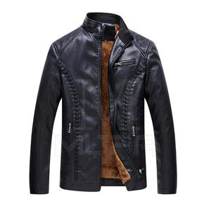 Meilleure vente Hommes col montant veste en cuir peau de vache matériau chauffant coupe-vent élégant High Street dernier style en gros - Product Image 1