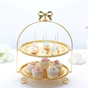 Soporte de pastel de metal dorado de lujo al por mayor para decoración de bodas y fiestas herramientas de pastel estándar - Product Image 2