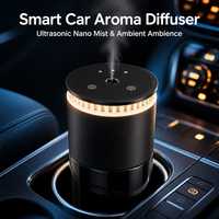Diffuseur d'arômes intelligent pour voiture, support de tasse, ultrasons, nano-brume, 3 modes de parfum, lumière d'ambiance nocturne, grand réservoir d'huile pour la maison