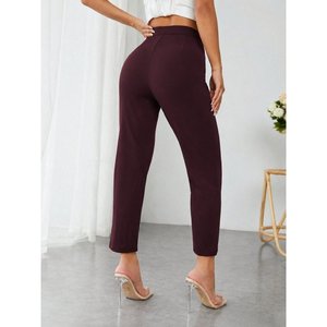 Pantalones de Buceo de Cintura Alta para Mujer con Detalle de Bolsillo, 36492 - Color Ciruela - Product Image 4