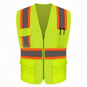 Custom Hi Vis Security Guard Safety Vest with Pockets Durable Reflective Mesh Cotton Jacket Workwear ANSI Compliant - Product Image 4