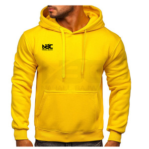 Sweat-shirt à capuche imprimé jaune clair pour homme, Streetwear grande taille pour homme, Logo personnalisé unisexe en coton, fabriqué au Pakistan. - Product Image 1