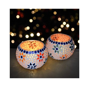 Support de lumière en T en verre mosaïque décoratif de vacances combinaison de couleurs parfaite pour la décoration de la maison et la décoration de fête de mariage - Product Image 3