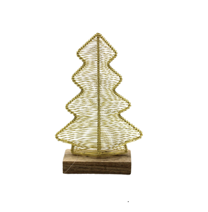 Nueva Mesa decorativa chapada en latón Navidad hierro decorativo/madera X Mas árbol con Base adorno de Navidad hecho a mano - Product Image 1