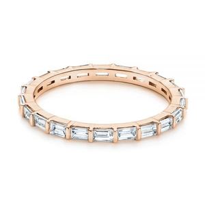 Vente en gros de bijoux de mariage en or 18 carats, bague de fiançailles personnalisée, diamant, éternité, baguette de moissanite pour femmes, bague à empiler - Product Image 4