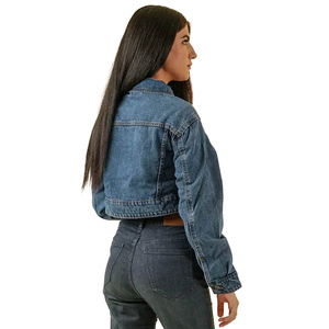 Chaqueta vaquera elegante con cuello de invierno para mujer, ropa de abrigo corta holgada para mujer con cinturón y cremallera - Product Image 3