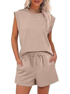 Vente en usine, ensemble décontracté d'été, ensemble short à manches courtes confortable et ample pour les femmes - Product Image 2