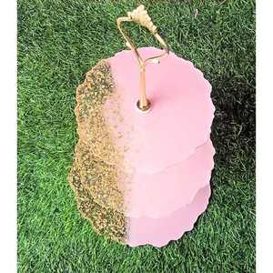 Support à gâteau en résine fait main de luxe à 3 niveaux, aspect marbre rose doré, antiadhésif, écologique, réutilisable, décoration de table, sculpture - Product Image 2
