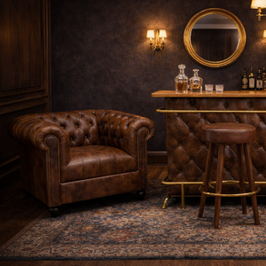 Sofá Chesterfield de Cuero Buffalo |   Asientos para Apartamentos de Hotel de Lujo Industriales |   Muebles B2B de Estilo Premium Hechos a Mano con Técnica Tufted Vintage - Product Image 4