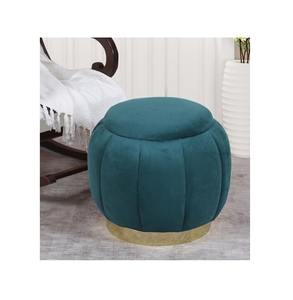 Tabouret pouf en velours vert design de luxe base dorée de qualité supérieure avec un style unique utilisé dans le salon de la maison au meilleur prix - Product Image 1