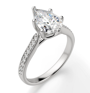 Bague de fiançailles coupe poire Moissanite artisanale pour fête de mariage ou anniversaire pavé ensemble exportation directe de l'inde - Product Image 2