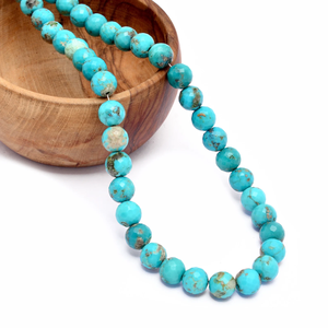 <b>Turquoise</b> 7mm-8.50mm Round Faceted <b>Beads</b> Natural Genuine Arizona <b>Turquoise</b> Semi Precious Gemstone Loose Balls <b>Beads</b> For Jewelry - Product Image 2