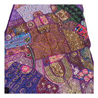 Chemin de table ethnique long, géométrique, tricoté et brodé à la main, 100% coton, écologique, pour intérieur/extérieur, style bohème