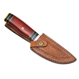 มีดสกินเนอร์เหล็กดามัสกัสทำมือแบบกำหนดเองของ Burraq พร้อมด้ามเรซิ่น ปลอกหนัง รับผลิตแบบ OEM/ODM ของขวัญที่สมบูรณ์แบบสำหรับการตั้งแคมป์และการล่าสัตว์ - Product Image 5