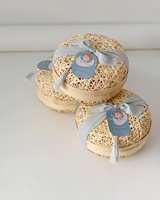 Panier en bambou tissé à la main écologique avec couvercle et nœud Décoration de vacances du Ramadan Boîte de rangement ronde en bambou