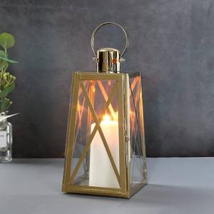 Lanterne décorative en aluminium, métal, bougeoir d'extérieur, lanterne à bougie suspendue en verre trempé pour mariage à la maison - Product Image 4