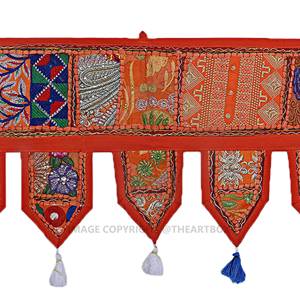 Vente en gros Porte murale faite à la main Porte fenêtre suspendue Banjara Vintage Broderie Ethnique Patchwork Porte Toran Bandhanwar Valance - Product Image 3
