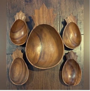 Utensilio para ensalada de madera de acacia ecológico, cuenco para servir, fruteros de madera de teca para uso doméstico con planta - Product Image 1