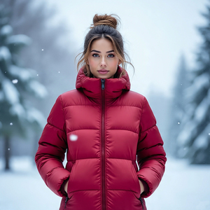 2024 cremallera abajo Puffer abrigo Señoras a prueba de viento Casual ligero con capucha burbuja chaqueta mujer invierno grueso cálido Puffer chaqueta - Product Image 3